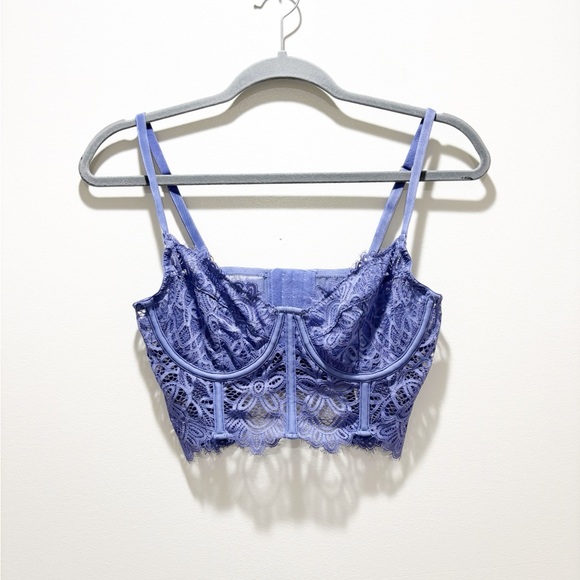 ANTHROPOLOGIE Women’s Giselle Elegant Lace Buster Bralette Bra in Purple Size M - Picture 1 of 6